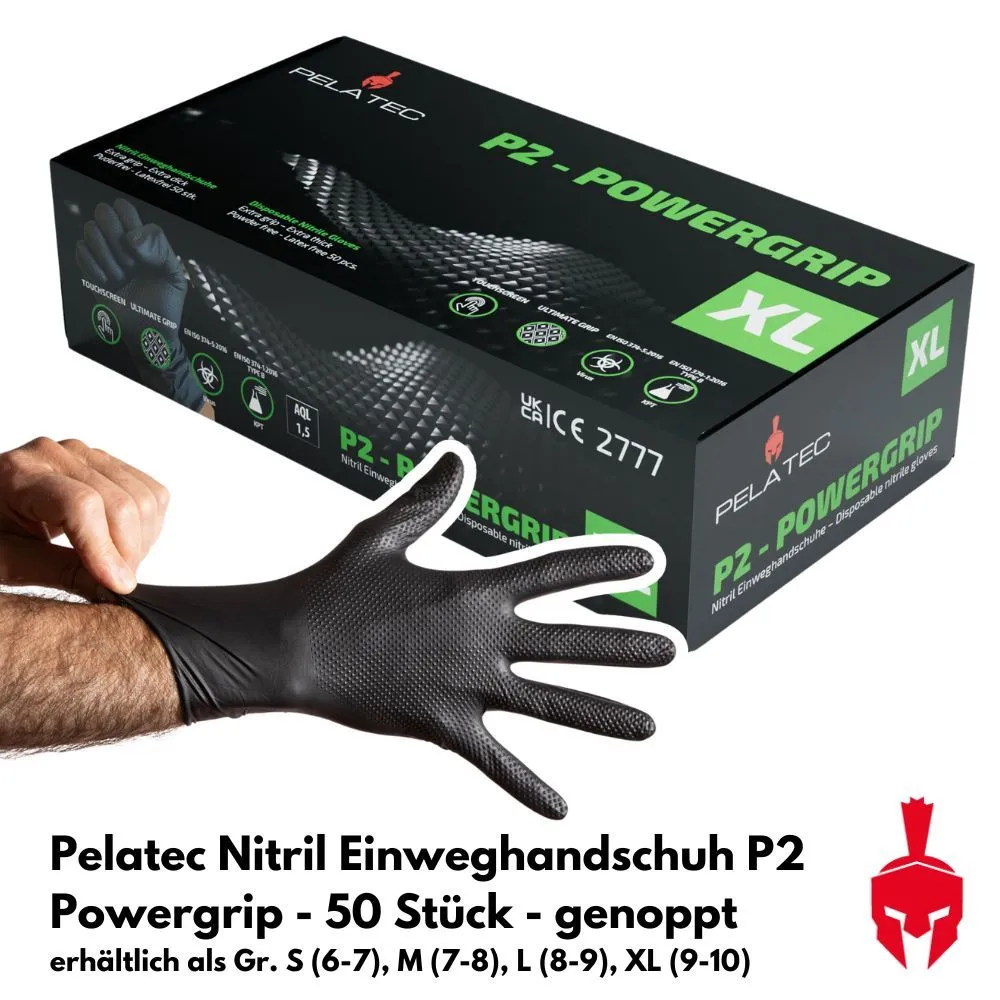 Pelatec P2 Power Grip - Nitril Einweghandschuhe Gr. XL (9-10)