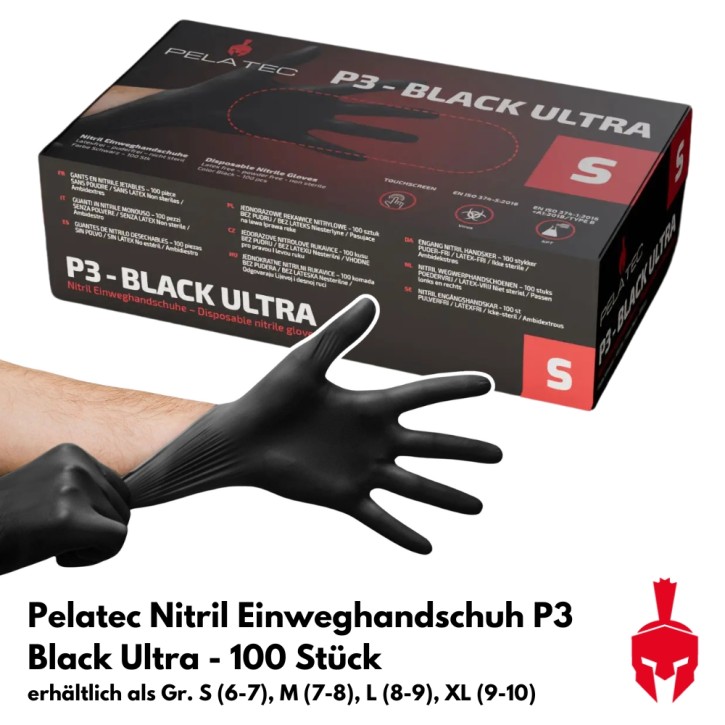 Pelatec P3 - Black Ultra Premium Nitril Einweghandschuhe 100 Stk.